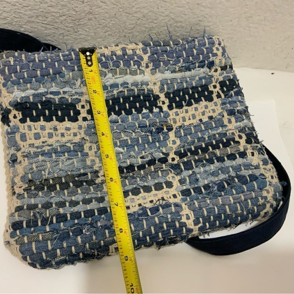 Catori "Boho" 100% Cotton Blue Denim/Beige Woven Rag Rug Crossbody/Shoulder Bag - Picture 7 of 11